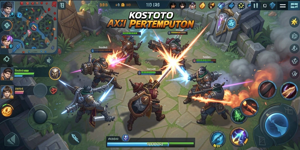 Screenshot gameplay KOSTOTO menampilkan aksi seru di arena