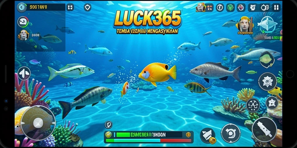 Gameplay LUCK365 yang seru saat menembak ikan di lautan.