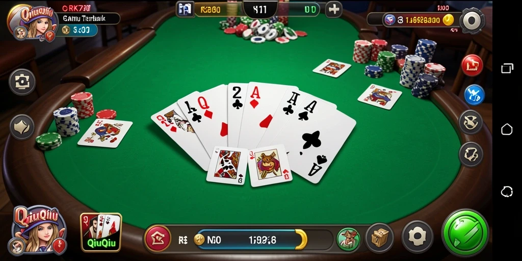 Tampilan layar utama gameplay QiuQiu menarik dan interaktif.