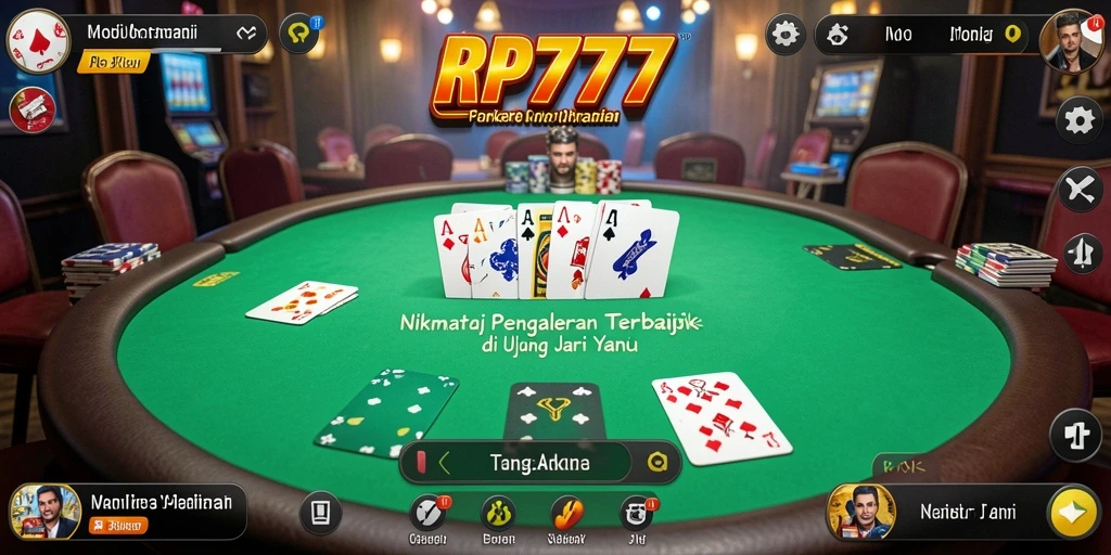 Screenshot gameplay RP777 menampilkan aksi poker yang mendebarkan.